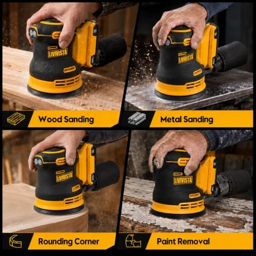 5"Cordless Orbital Sander Compatible with Dewalt 20V MAX Battery