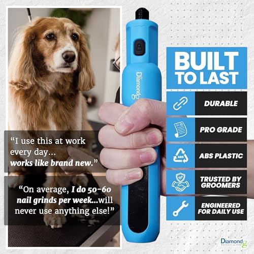 Diamondg Micro Dog Nail Grinder - Quiet Sound with LED Light, Light Blue