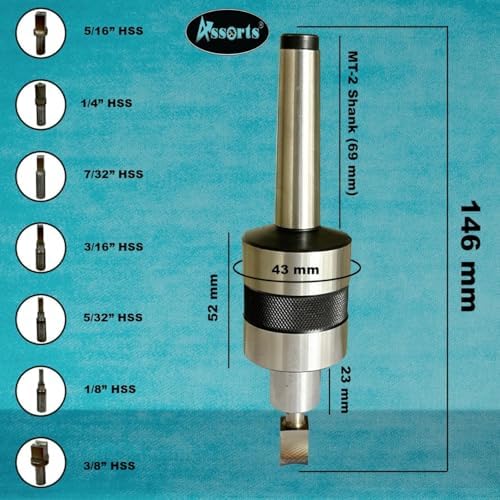 MT2 Rotary Broach Tool Holder with Square Broach Set (Imperial) – Manual Offset Design, Tailstock Angle Required, Complete Kit