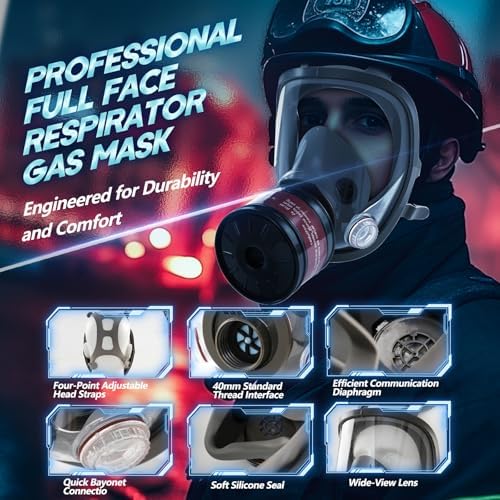 HANUU High-Efficiency PAPR Respirator System: Powered Air Purifying Respirators with 3Pcs 40mm Gas Mask Filters Portable Supplied Air Respirator for Welding Spray Painting Chemical Large Air Volume