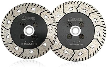 SHDIATOOL Granite Turbo Cutting Blades Two-In-One Design Cut Grind Sharpen Marble Concrete and Bricks Set of 2 Pieces 4.5 Inch and 5 Inch