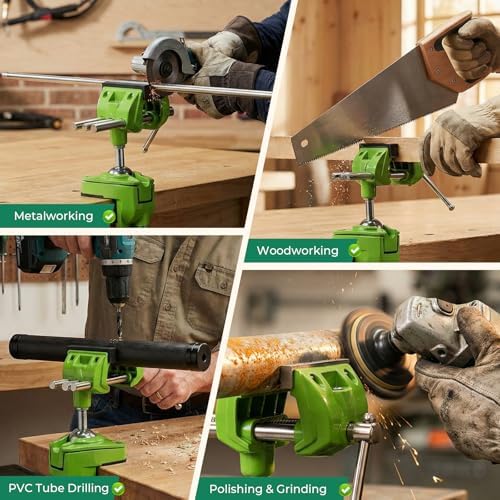 Bench Vise, 360° Swiveling Articulating Vise with Post Universal
