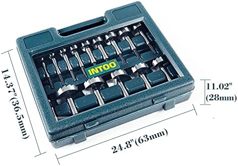 INTOO Hex Shank Forstner Bit Set 16 pcs Multi Sided Shank Wood Drill bit Set