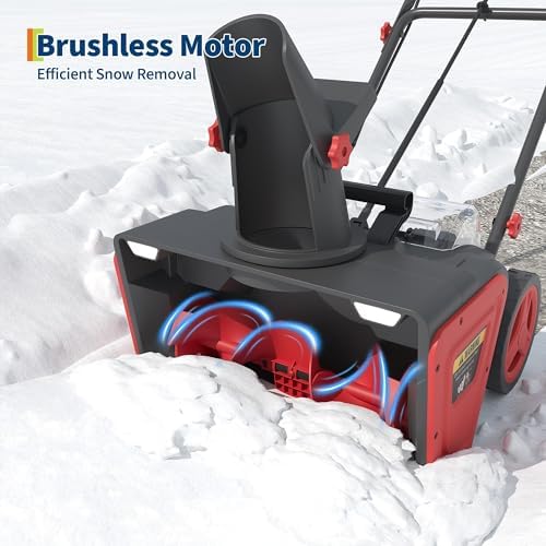 Cordless Snow Blower - 20 Inch Electric Snow Thrower with Dual 20v 4.0Ah Batteries & Charger, Brushless Motor, 25FT Throwing Distance, 12in Deep Cleanup, Dual LED Lights, for Sidewalks & Driveways