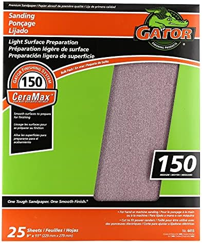 Gator CeraMax 9" x 11" Ceramic Sanding Sheets, 150 Grit, 25 Pack