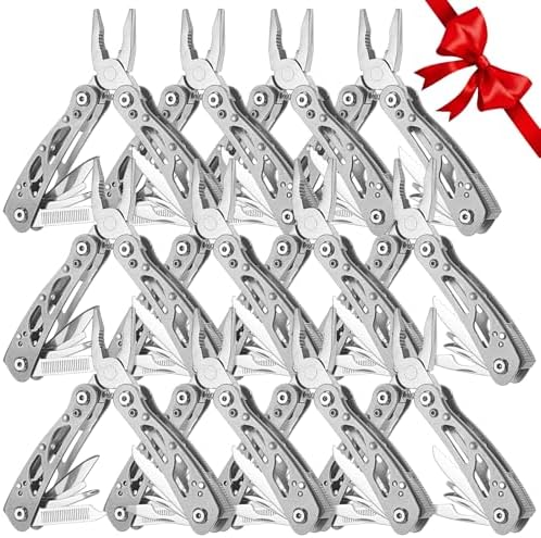 Lasnten 12 Pcs Multitool Pliers, Stainless Steel Foldable Mini Tool,Grey