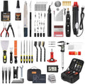 142Pcs 3D Printer Tools Kit with 4-Layer Slotted Case, 3D Printer Accessories - Cordless Rotary Tool, Heat Gun, PTFE Nozzle Anti-Stick, Deburring Tool for Bambu Lab, Flashforge, Ender 3, Anycubic