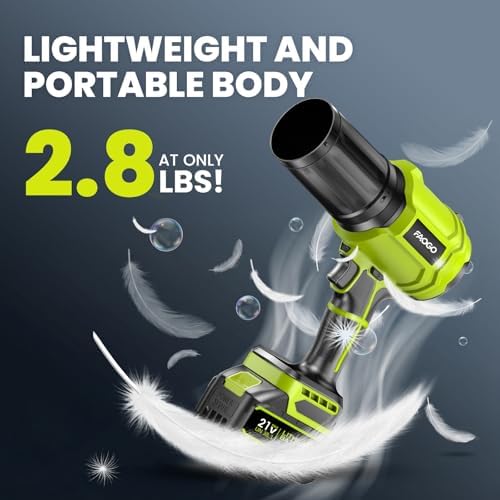 Cordless Leaf Blower with 2 Batteries & Charger - 990,000 RPM Electric Handheld Blower, Lightweight for Lawn, Yard, Patio, Garden Care - Light Green