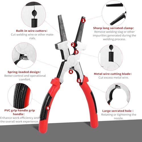 8"MIG Welding Pliers, Multi-functional Carbon Steel MIG Welding Pliers with Insulated Handle, Long Nose Wire Cutting Tools - Reliable and Durable (1Pack) (Pack of 2)