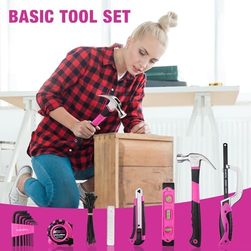 ValueMax 237 PCS Pink Home Tool Kit with Cordless Lithium-ion Drill