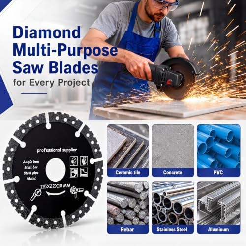 20 Pcs 4.5" Diamond Saw Blades Bulk Diamond Cutting Wheel for Angle Grinder 4 1/2'' Multi Purpose Heavy Duty Angle Grinder Discs for Cutting Metal Tile Rebar Steel Marble, 7/8'' Arbor(Black Style)