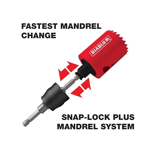 Diablo Carbide Teeth Hole Saw for Wood and Metal - Fits with Snap-Lock Plus Mandrel System, Tool-Free Plug Ejection - 1-5/8" Diameter, 2-3/8" Length - DHS1625CT