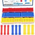 smseace 210 Pcs Butt Splice Connectors Kit 22-10AWG Butt Wire Connectors Assorted Butt Splice Crimp Connectors Wiring Straight Crimps Terminals for 22,20,18,16,14,12,10 Gauge Wires