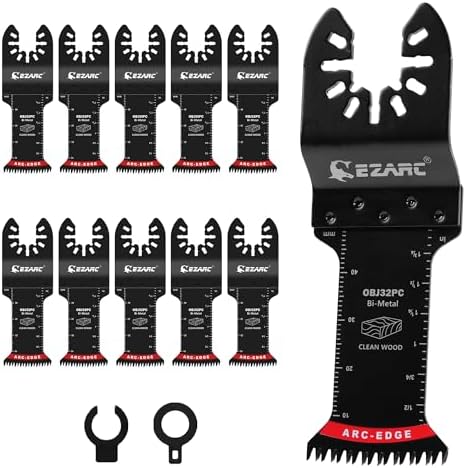 EZARC Bi-Metal Arc Edge Oscillating Tool Blade, Japanese Teeth Oscillating Saw Blades for Clean Cuts in Hard Wood & Plastic, Universal Fit Multitool Blades, 10-Pack