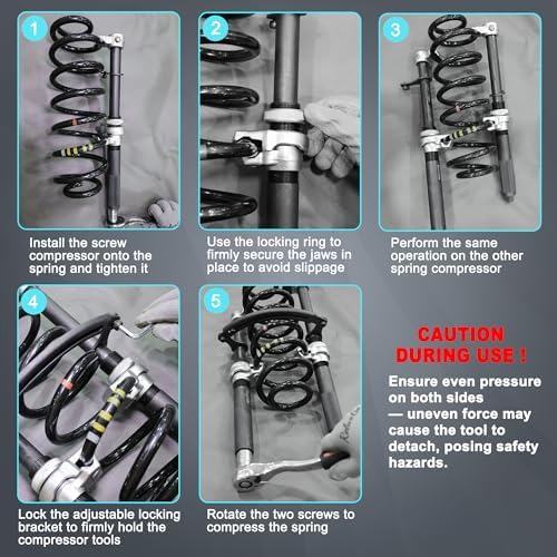 ReluxGo Coil Spring Compressor Tool Automotive 2 pcs Heavy Duty Macpherson Strut Spring Compressor Set with Safety Bracket for Car Truck ATV UTV, 2200 LB Capacity, Coil Spring Compression Tool