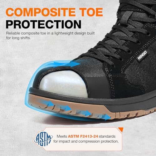 NINGO Composite Toe Work Shoes for Men, Lightweight Composite Toe Boots