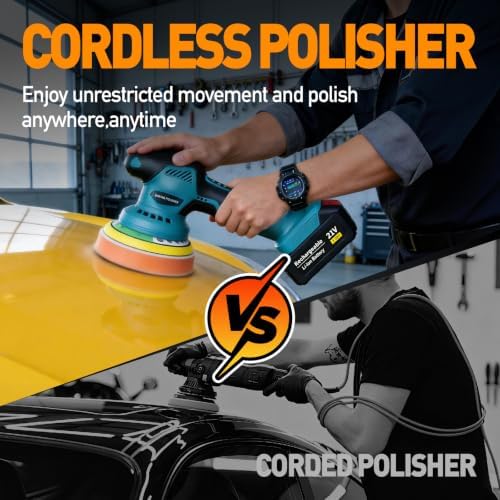 Cordless Car Buffer Polisher Kit, 21V Dual Batteries (2×3000mAh), 8-Speed Adjustable, 3-Button Control, Cordless Polishing & Sanding Tool, 18-Piece Accessory Set, For Polishing & Waxing