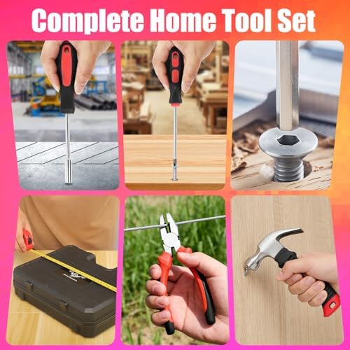 JENABOM Tool Set, 146-Piece Home Tool Kit with 8V Cordless Drill