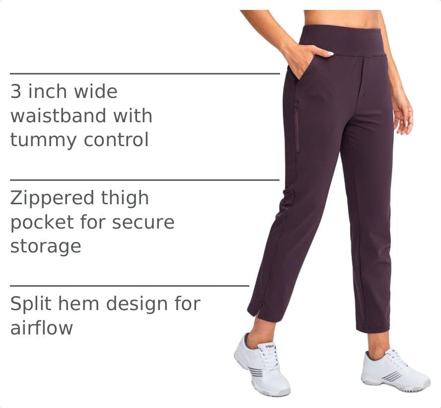 YYV Women's Golf Pants High Waist Stretch Ankle Pants with Pockets