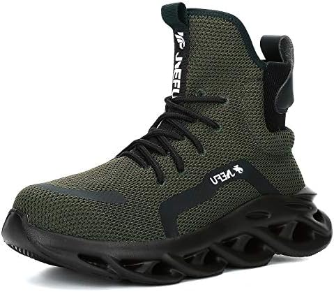 XUNRUO Work Safety Boots for Men and Women Steel Toe Lightweight Breathable Pull on Construction Boots