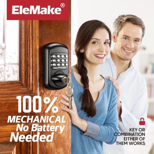 Keyless Entry Keypad Deadbolt - Digital & Mechanical Door Lock, Low Power Risk-Free (Black)