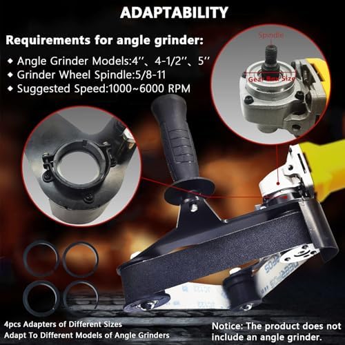 Belt Sander Adapter for Angle Grinder,Pipe Tube Polishing Sanding Attachment, US 5/8-11 Thread,Professional Polishing Tool for Rust Removal,Metal Working,Woodworking(30Pcs Sanding Belts).