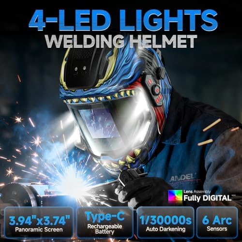 ANDELI Auto Darkening Welding Helmet with Light,with Internal Display