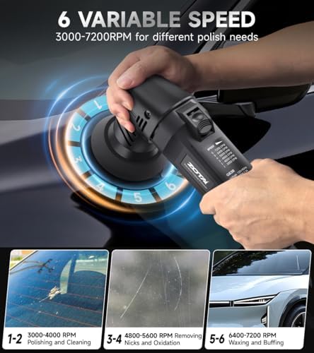 ZOTA Mini Buffer Polisher,2"/3"-8mm Random Orbital polisher,Lightweight Professional Small Polisher for Car Detailing(Black)