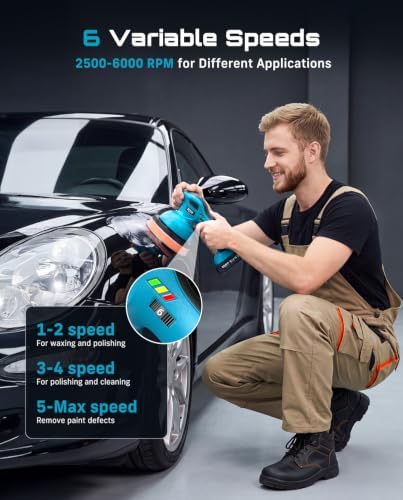 SEESII 6 Inch Cordless Car Polisher Kit with 2x2000mAh 21V Batteries