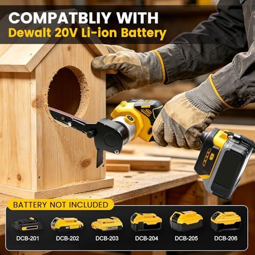 Cordless Detail Band file Sander Compatible with DEWALT 20V MAX Battery (Tool Only),120° Rotatable Head, LED Display, 3/8"x13" Belt, for Woodworking, Paint & Metal Rust Removal, DIY