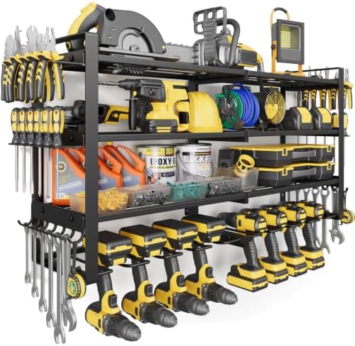 4-Tier Power Tool Organizer Wall Mount, 450LBS Capacity, 8 Drill Holders