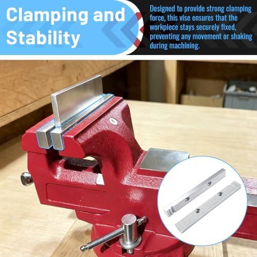 6 1/2 Inch Reversible Aluminum Vise Jaws, Replacement Bench Vise Jaw Pads Compatible with Older USA Craftsman & Columbian Gray Vises, Lightweight Sturdy Clamp Jaw Accessories for Bench Work