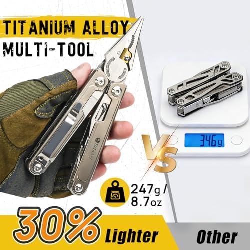 BIBURY 24-in-1 Titanium Multitool Pliers, 8.7oz EDC Pocket Tool, 2048DT