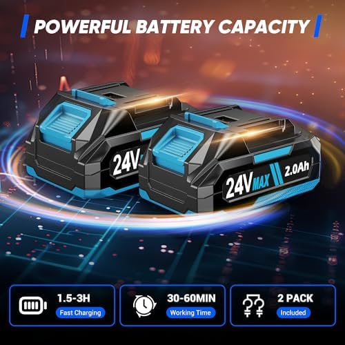 LDHTHOPI 23PCS Cordless Buffer Polisher Kit with 2×2.0Ah Battery & Charger, 10000RPM 1600W High Power Car Polisher with 6 Variable Speed, 17 Buffing Pads for Car Polishing Waxing Detailing