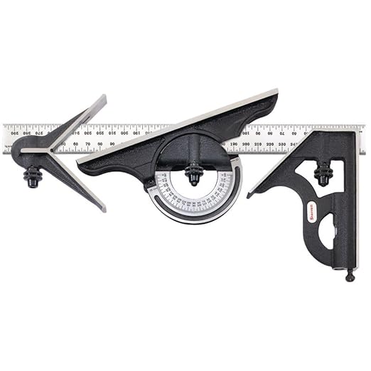 Starrett Combination Set with Square, Center and Reversible Protractor Head and Blade - 300mm Blade Length, Cast Iron Heads, Hardened Steel, 35 Graduation Type - 435M-300