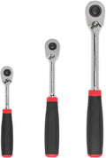 TEKTON 1/4, 3/8, 1/2 Inch Drive Ratchet Set, 3-Piece | SRH91101 | 6, 8, 10-1/2 in., Quick-Release, Comfort Grip