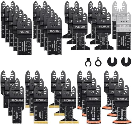 PECHAM Oscillating Tool Blade, 37PCS Universal Wood Metal Oscillating Multitool Quick Release Saw Blades Fit Porter Cable Black & Decker Rockwell Ridgid Ryobi Milwaukee DeWalt Chicago