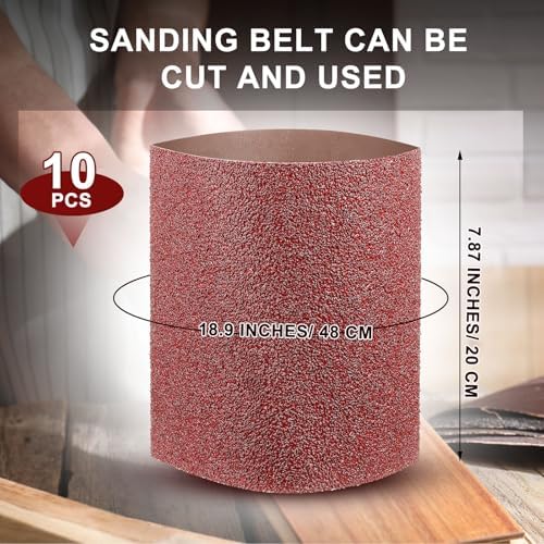 Demissle 10 Pack 8 x 19 Inch Floor Sanding Belt 24 Grit Heavy Duty Aluminum Oxide Cloth Sanding Belts Drum Floor Sander Sandpaper for Commercial and Residential Flooring