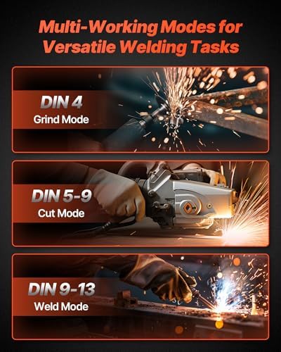 VEVOR Welding Helmet Auto Darkening, 3.94" x 3.74" True Color Welding Hood, 1/1/1/1 Solar-Powered Welder Mask 4 Arc Sensors, Wide Shade 4/5-9/9-13 for TIG MIG ARC Weld Grinding Cutting - METIS Series