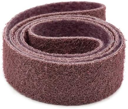 Red Label Abrasives 2 X 42 Inch Non Woven Surface Conditioning Sanding Belts for Knife Makers and Metal Fabricators - Maroon Medium Grit Sand Paper- 3 Pack