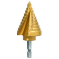 Titanium Step Drill Bit - 4241 HSS Step Bit with Two Spiral Grooved,1/4" to 1-3/8" Spiral Flute Step Bit for Metal, 10 Sizes HSS Step Drill Unibit for Metal, Aluminum, Wood & Plastic