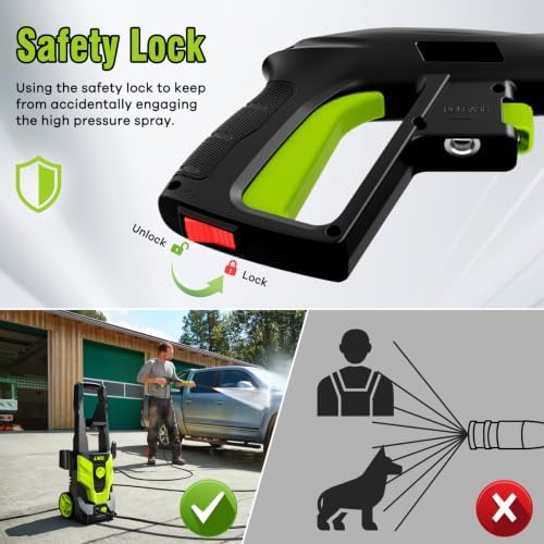 Pressure Washer, Portable Power Washer, 4 Quick Connect Nozzles, High Pressure Cleaning Machine for Car Fence Driveway Patio Washing and More(Light Green)