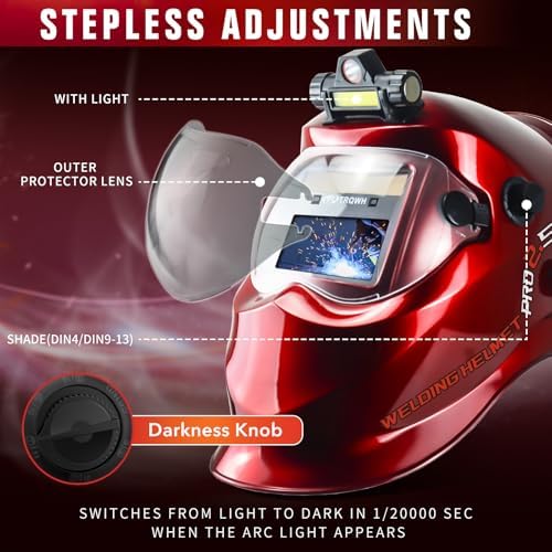 TRQWH Auto Darkening Welding Helmet with Light True Color Welding Hood