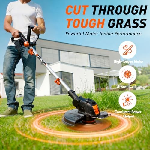 Weed Wacker Eater Electric String Trimmer Battery Powered Lawn Trimmer