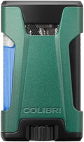 Colibri Rebel Double Torch Lighter – Wind Resistant Butane Cigar Lighter, Refillable Jet Flame with XL Fuel Tank, Adjustable Flame & Fuel Window (Matte Green + Black)
