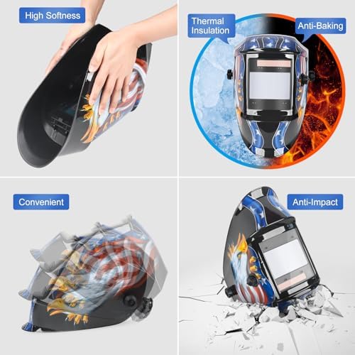 Welding Helmet True Color Auto Darkening Hood for TIG MIG ARC Welder Mask with Adjustable Shade Range 4/5-9/9-13…