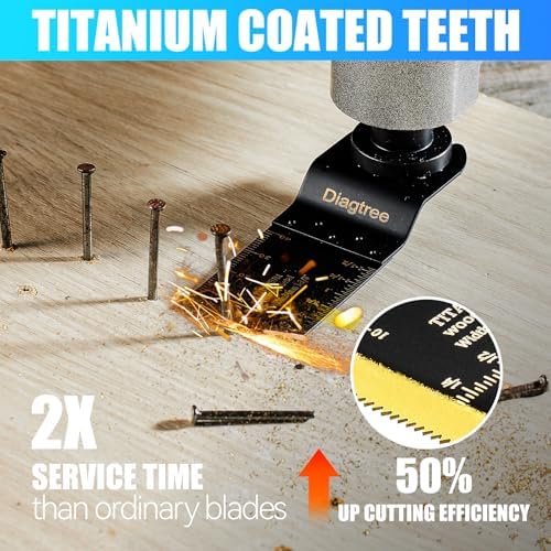Oscillating Saw Blades, Diagtree 115PCS Titanium Oscillating Multitool Blades for Metal, Wood and Plastic, fit Dewalt Milwaukee Ryobi Fein Dremel Bosch Rockwell M Kita Porter(Titanium, 115)