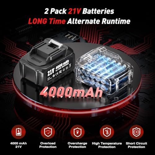 6 Inch Cordless Car Buffer Polisher With 2×4000mAh Batteries