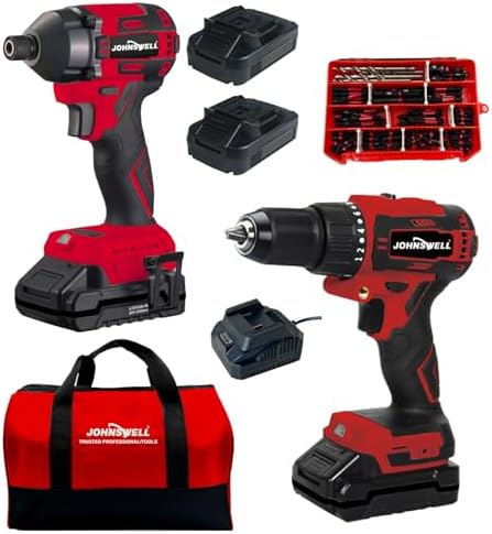 20V Cordless Drill & Impact Driver Combo Kit, 2-Tool Power Tool Set, Fast Charger, 69-Pcs Bit Accessory Set & Tool Bag, Electric Power Tools for DIY & Construction