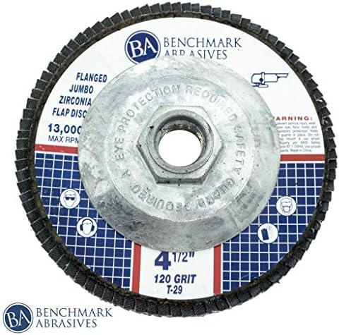 Benchmark Abrasives 4.5" x 5/8"-11 Zirconia Type 29 Flap Discs, 120 Grit